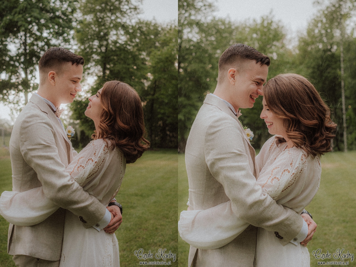 sesja slubna w deszczu