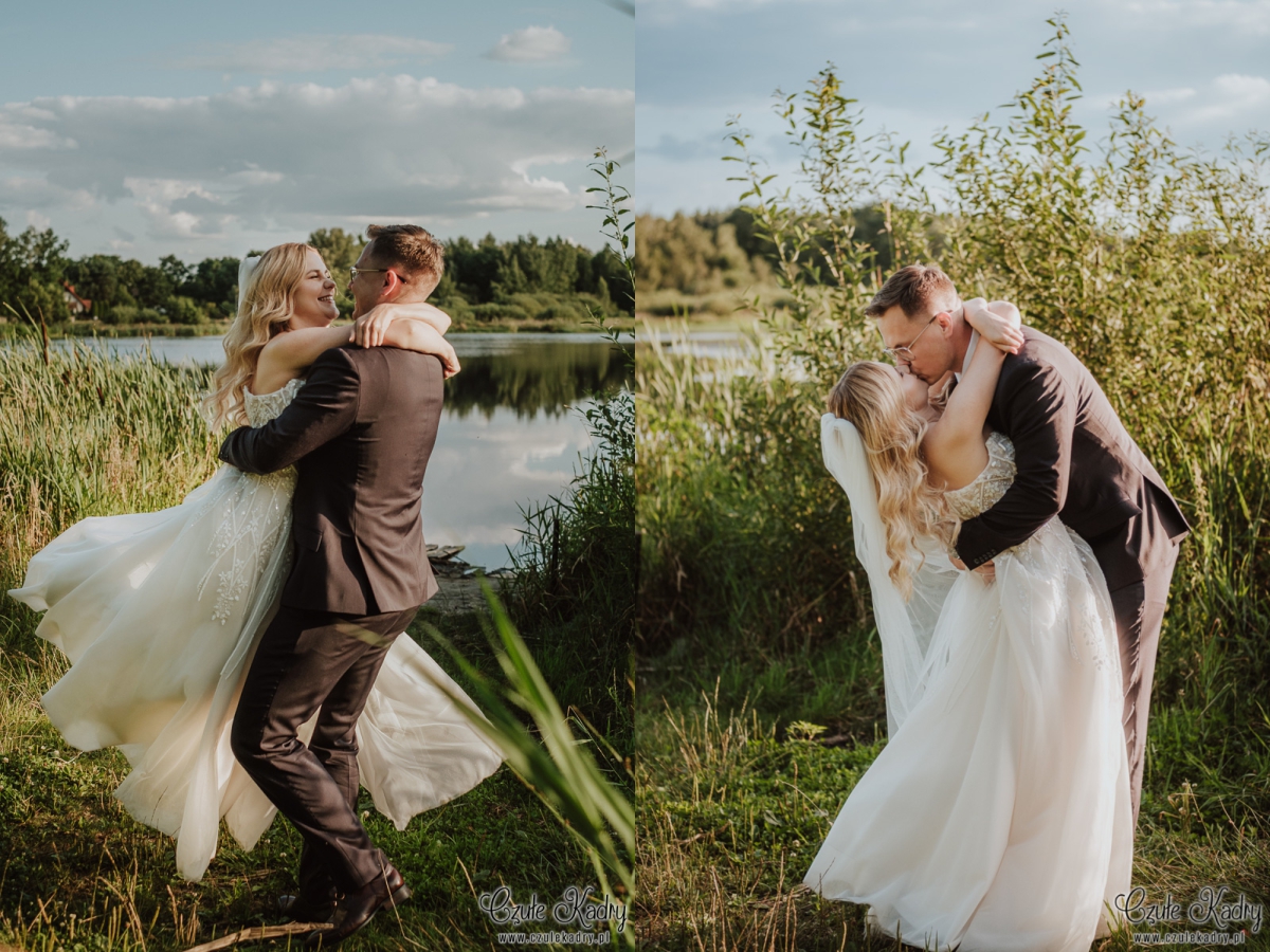 sesja slubna nad jeziorem
