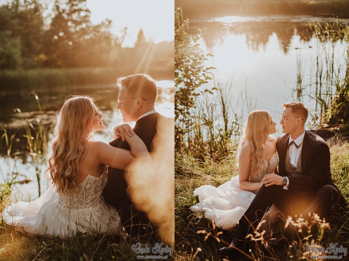 sesja slubna nad jeziorem