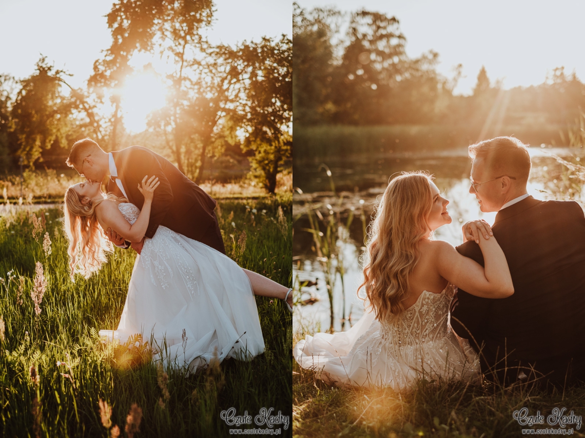 sesja slubna nad jeziorem
